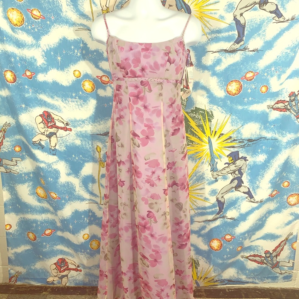 Mori Lee floral formal dress w bead strapless 9/10